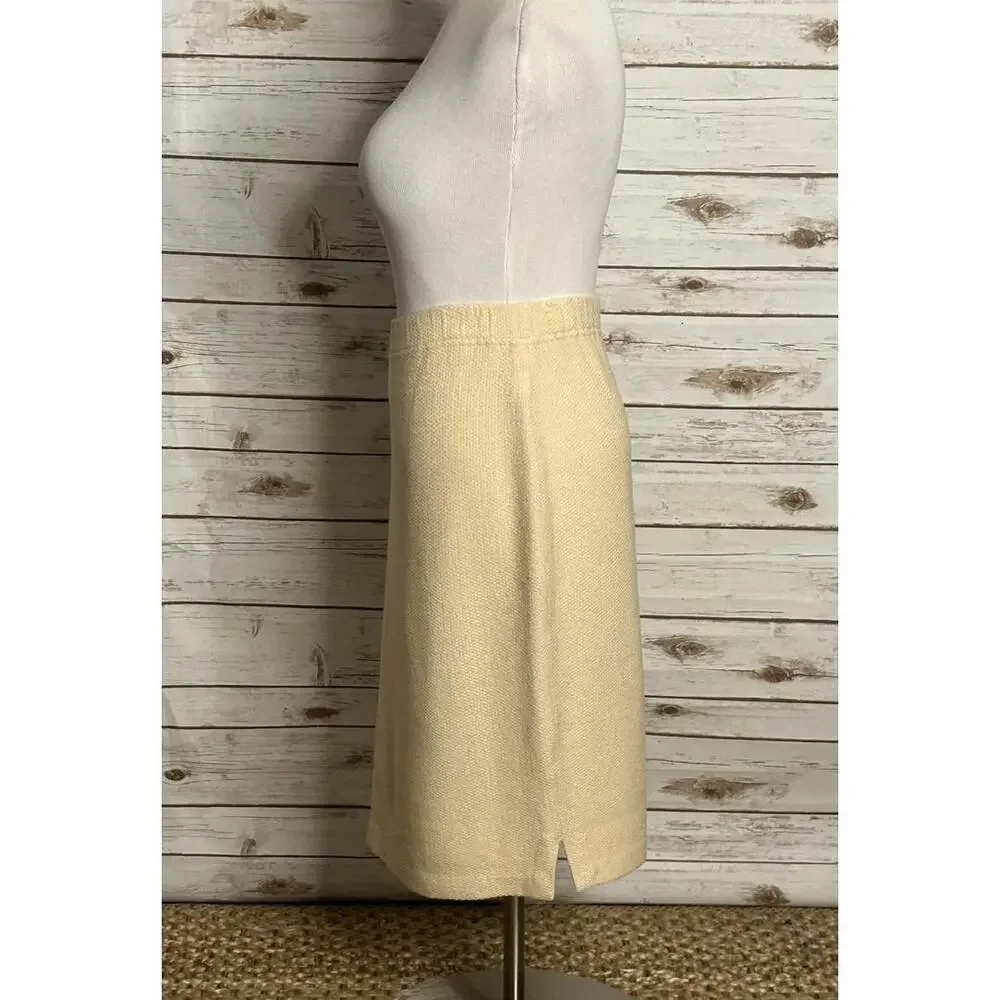 Vintage St. John Collection classic office siren cream knit pencil skirt Size 12